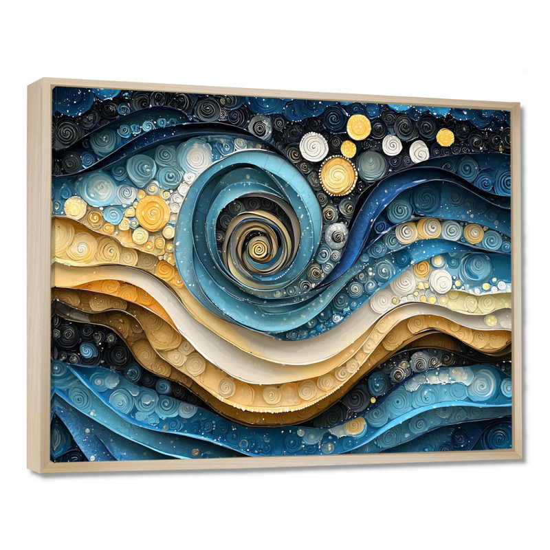 Weesner - Abstract Large Wall Art, H 30 po x l 40 po, Cadre flottant, Crème, crème