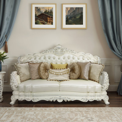 Craighead Pearl White 90.5" Vegan Leather Sofa