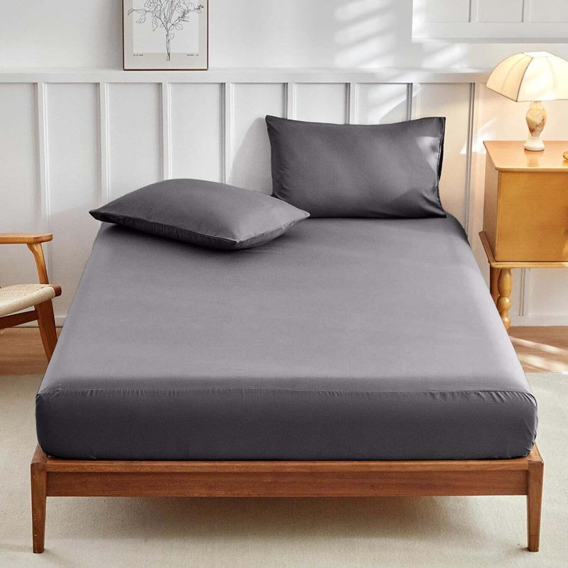 Luxurious 4-Piece Microfiber Duvet Complete Cover Set, Super King Duvet Cover Set + 3 Additional Pieces, Grey