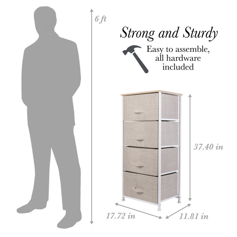 Flinn 4 Drawer Storage Drawer, Beige