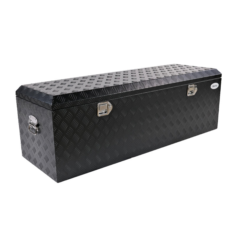  Boîte à outils en aluminium robuste pour camionnette avec verrou (59 po x 19,5 po x 19 po), Noir