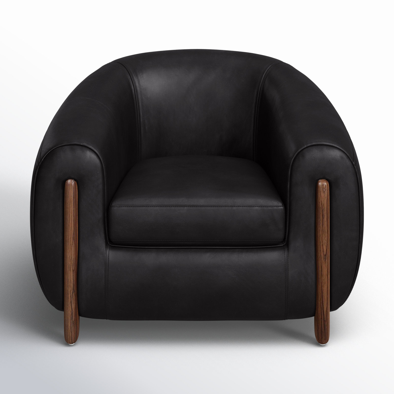 Bruno 38" W Barrel Chair, Heirloom Black Leather