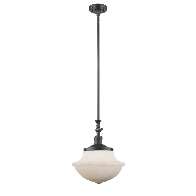 Luminaire suspendu simple à 1 lumière Baptiste, Blanc mat, Ampoule DEL 6 watts Vinage, Bronze huilé