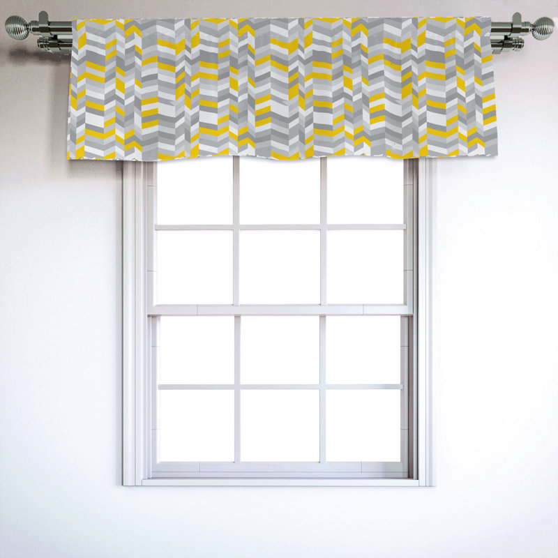 Sateen Geometric Ruffled Window Valance
