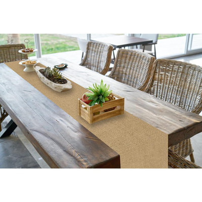 Ensemble de chemins de table et napperons en toile de jute naturelle, brun, paquet de 12, 12 x 72 pouces, tissu de jute rustique, style campagnard et occidental