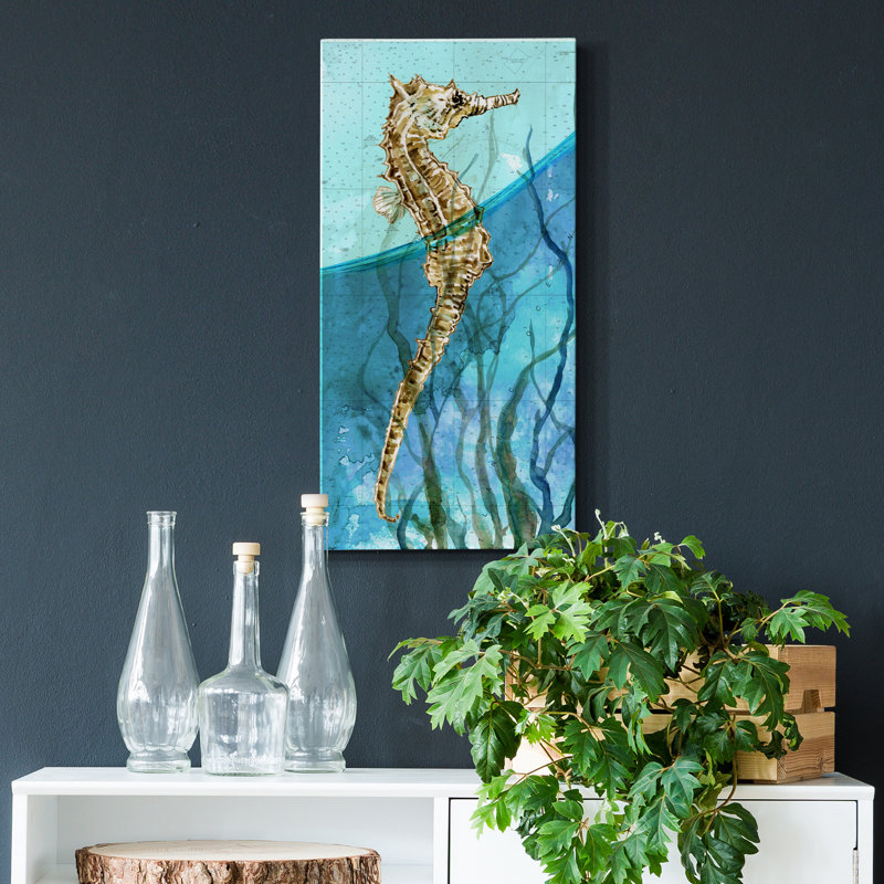 Atlantic Seahorse - peinture sur toile tendue, H 16 po x l 8 po x P 1 po