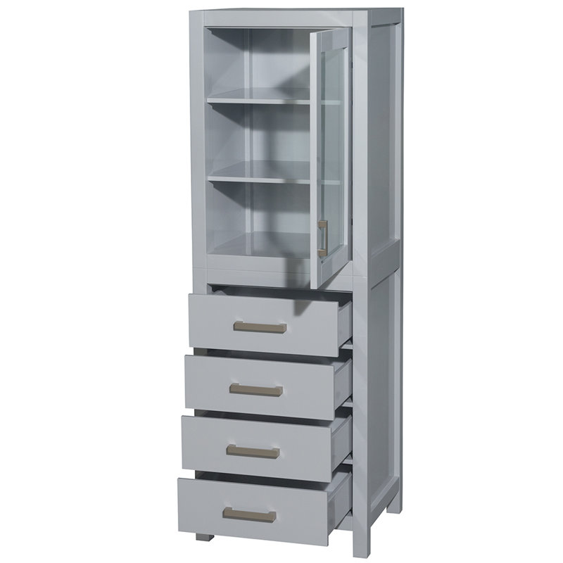 Sheffield Solid Wood Linen Cabinet, Gray