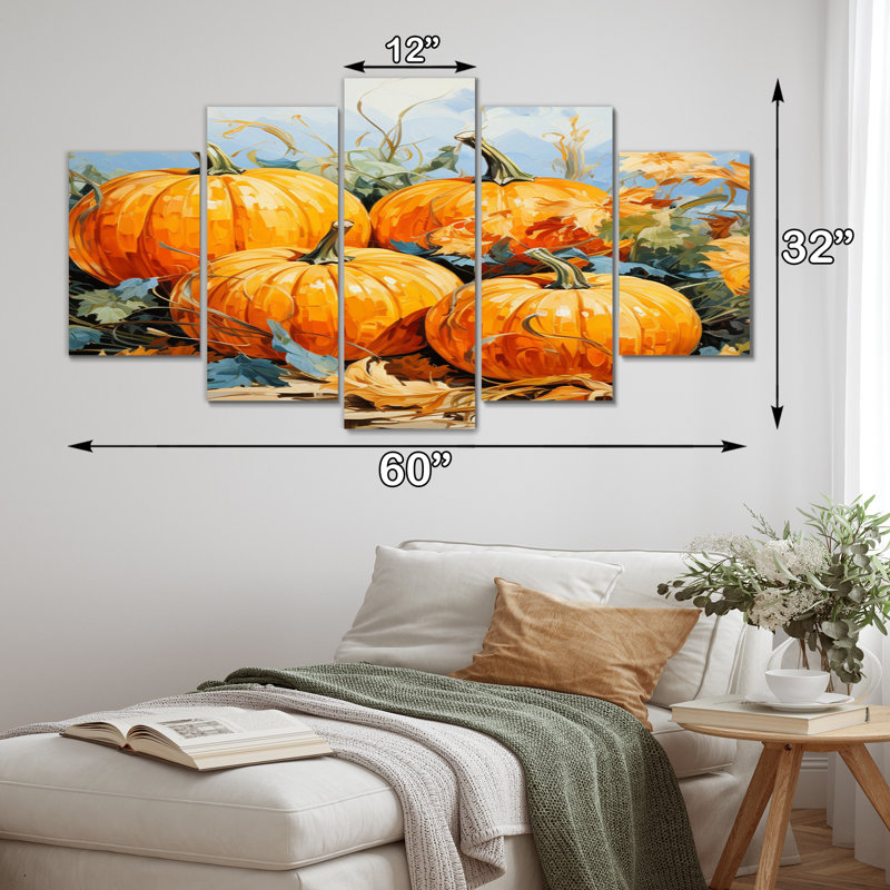 «Fruit Pumpkin Persimmon II», reproduction sur toile - 5 panneaux