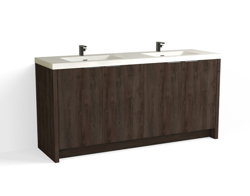 72 in. Handmade Double Vanity, White Gloss, Biondo/Satin Nickel, Single-Hole