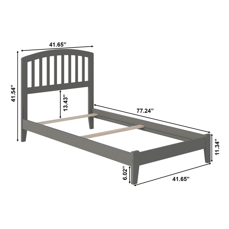  Lit de base en bois massif Richmond, Simple, Gris