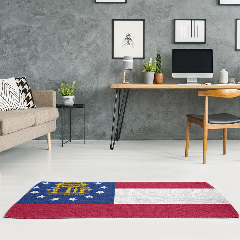 Tapis rouge/bleu zone de chenille georgia flag, Rectangle 2 pi x 3 pi