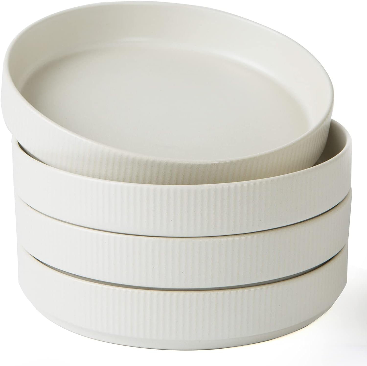 Joss & Main 8.25'' Stoneware Large Pasta Bowl (Set of 4), Matte White