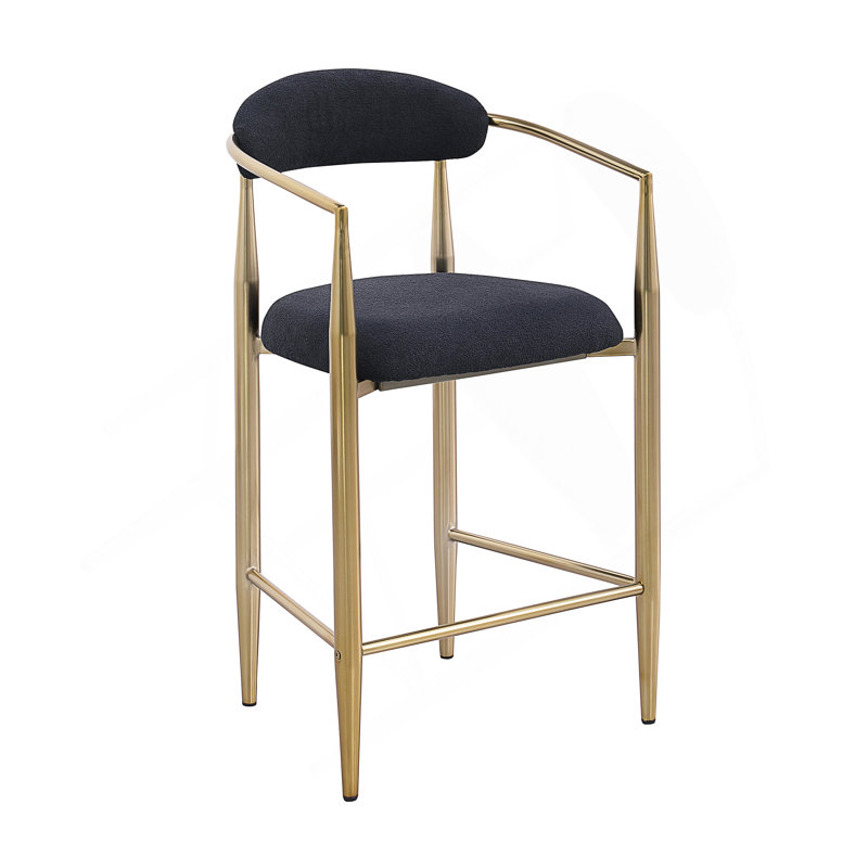 Ensemble de 2 tabourets de bar Modern, Siège noir / cadre doré