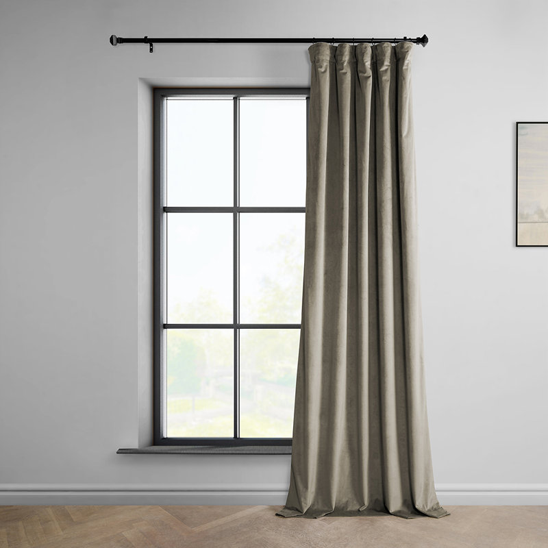Matra Room Darkening Rod Pocket Single Curtain Panel, Gallery Taupe, 100" W x 84" L
