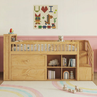 Wooden Bed With LED,Bookshelf,Storage Drawers And Shelves by Sotorysofa