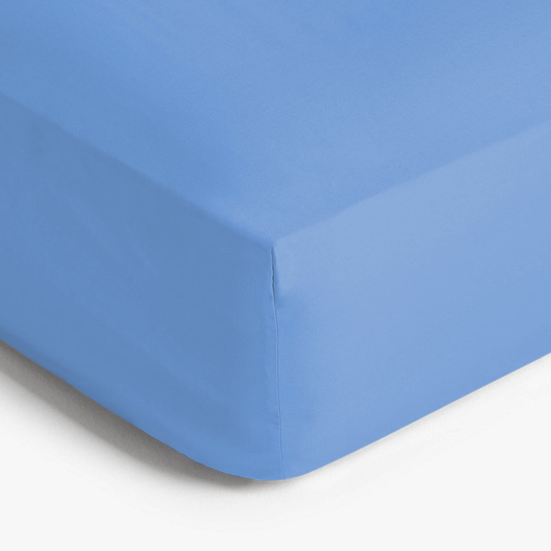 Angelka Microfiber Brushed Deep Fitted Bed Sheet, Sky Blue, Double (4'6)