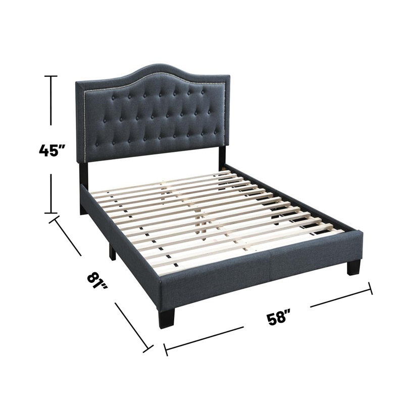 Lit plateforme tapissier Ahuva, Anthracite, Complète