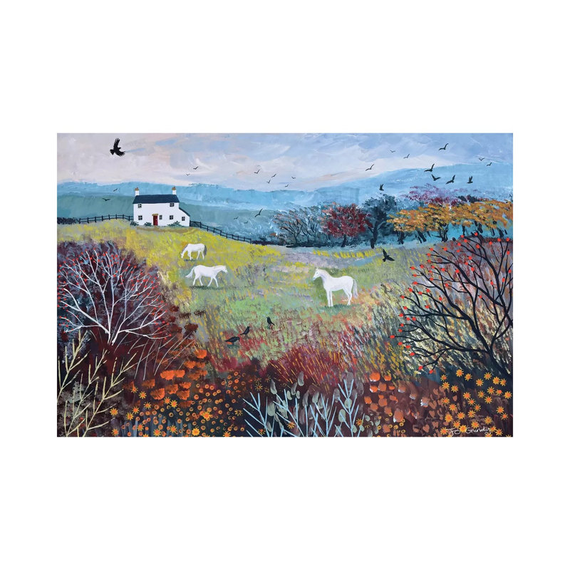 " Autumn At White Horse Cottage " by Jo Grundy Painting Print, 26" H x 40" W x 1.5" D
