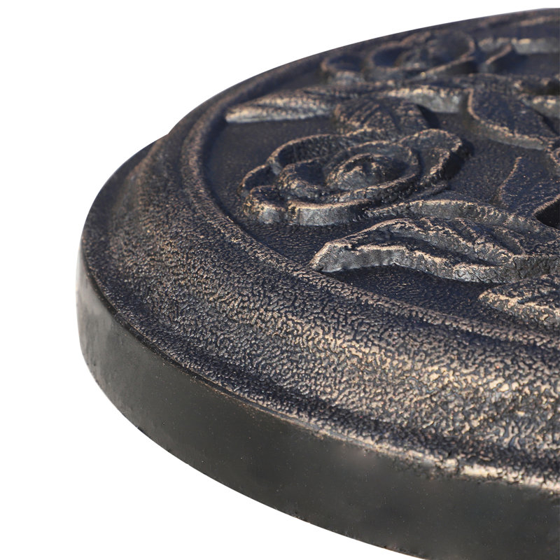 Porte-parapluie rond en résine 18 po 20 lb - Motif floral rose décoratif (bronze)