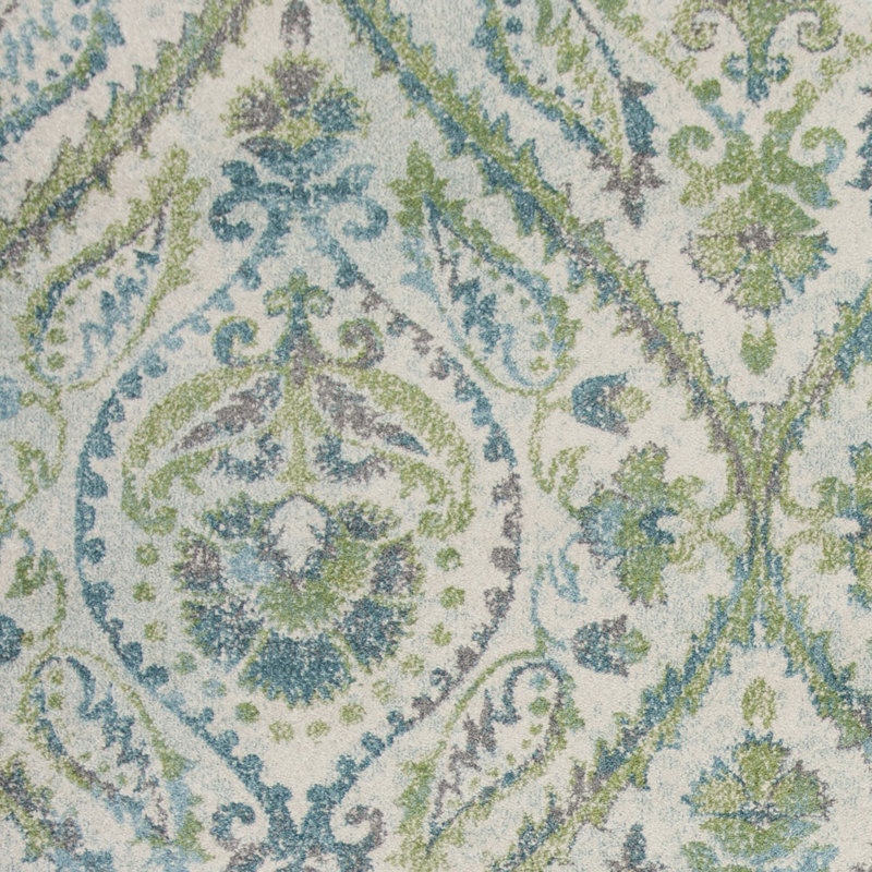 Tapis parisien en polypropylène ivoire ou bleu sarcelle 3 po x 5 po