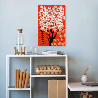 Blossoms On Fire Abstract Colorful Modern Cherry Tiger Fruit Nature Wall Art Print