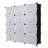 3-Row 7-Tier 21-Grid Shoe Cabinet Off-White Doors Black Pattern