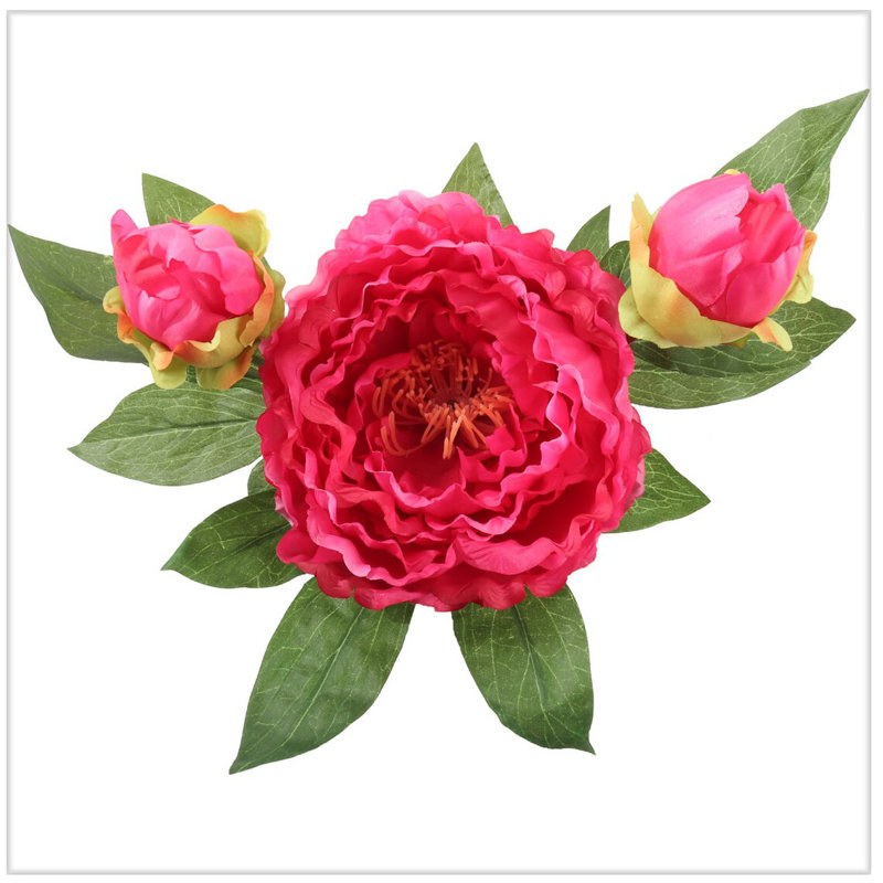 Arrangement floral pivoines en soie artificielle, Fuchsia