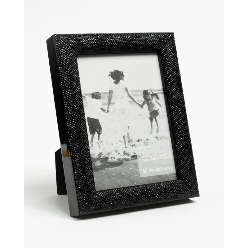 Cadre pour photo simple en bois embossé, Noir, 5" x 7"