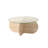 Modern Coffee Table, Travertine Color, 29.5 in Diameter x 13.8 in Height | 100% Glass Top & 100% Melamine Coated Particle Board Base, Thickness: 0.7 in | Stylish Marble Design for Living Room & Lounge Spaces-536257848