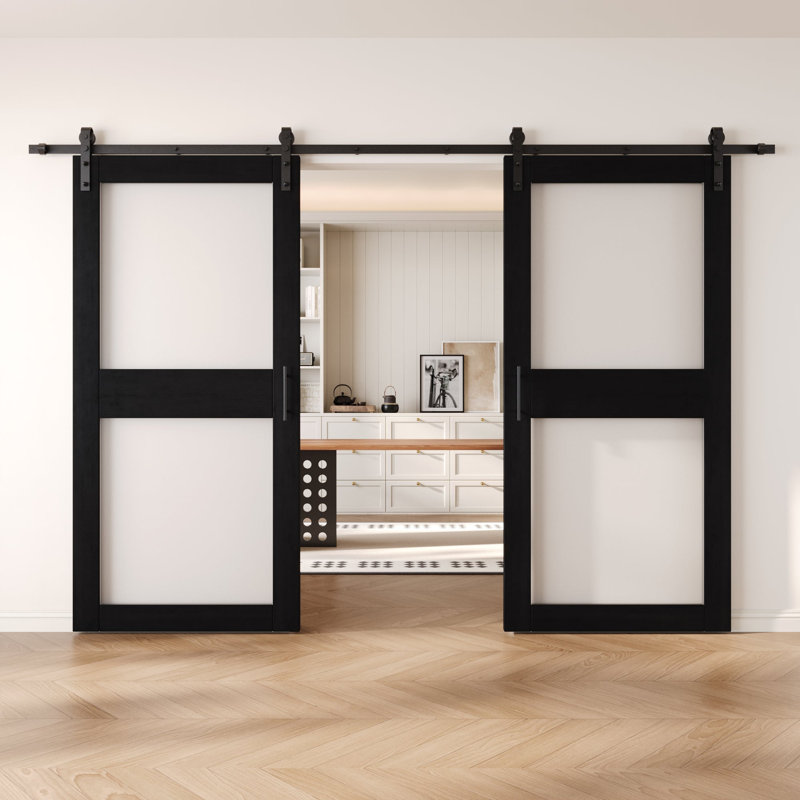 Portes de grange non assemblées et finies en verre à double vitrage de 32 po x 84 po Homquer, 32 po x 80 po