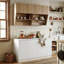 Armoire à café moderne avec base d'évier, armoire de rangement supérieure, égouttoir à vaisselle coulissant et comptoir d'aspect pierre