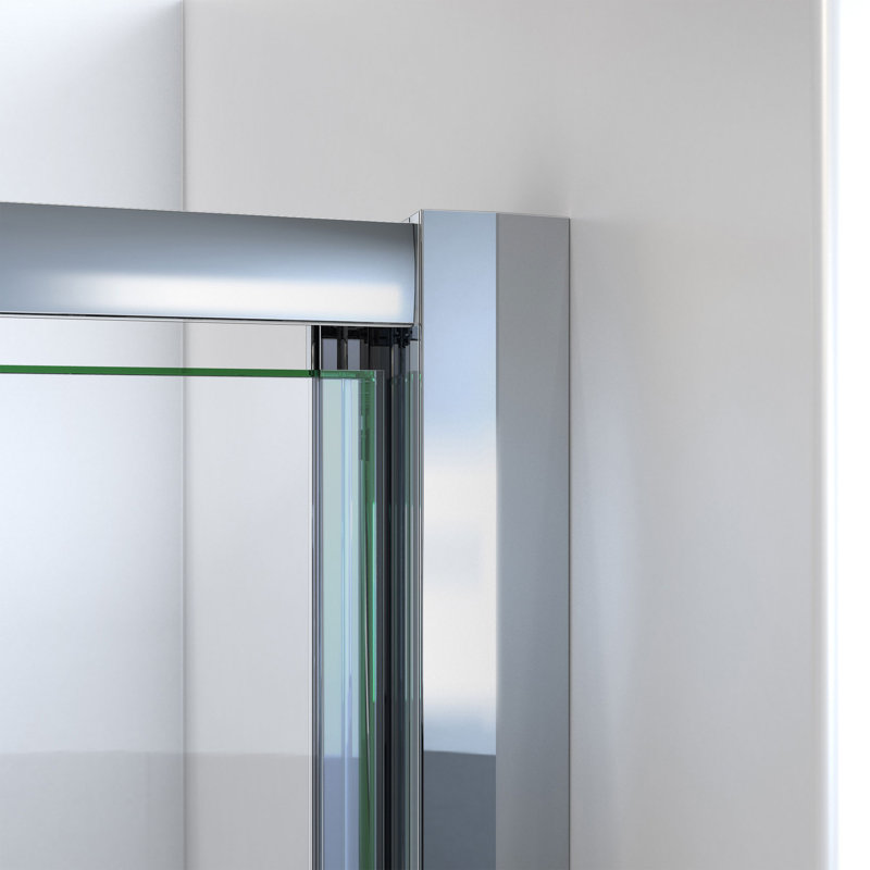 Flex 60" W x 32" D x 78" H Semi-Frameless Square Tub Enclosure with Fixed Panel and Base Included, Chrome