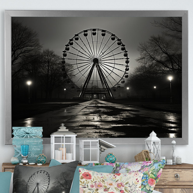 Grande roue grise enchantée - impression, H 12 po x l 20 po x P 1 po, Cadre simple argenté