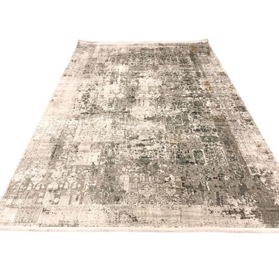 7x10 Gray and Gold Turkish Antep Rug
