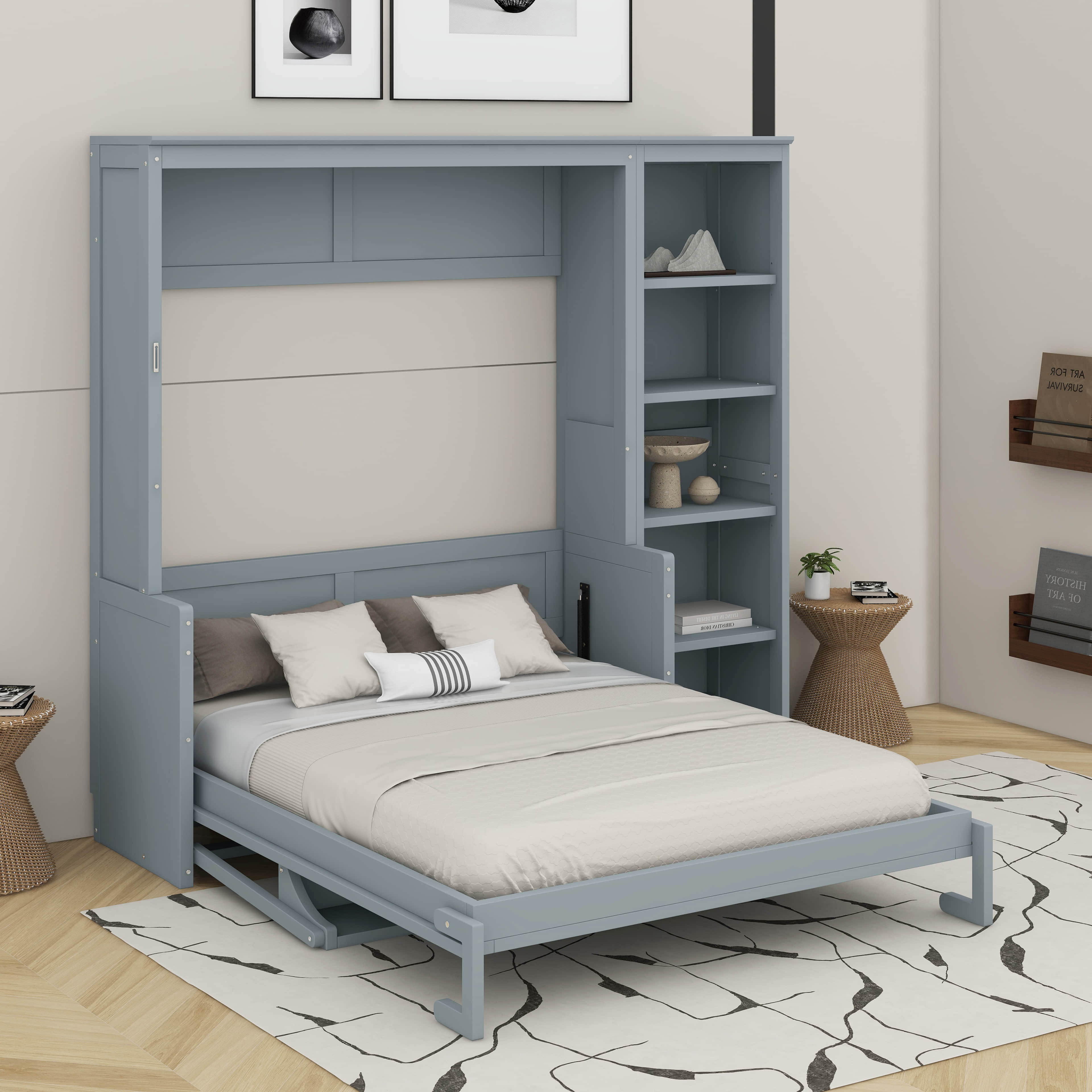 Latitude Run® Murphy Bed With Desk And Bookshelf | Wayfair