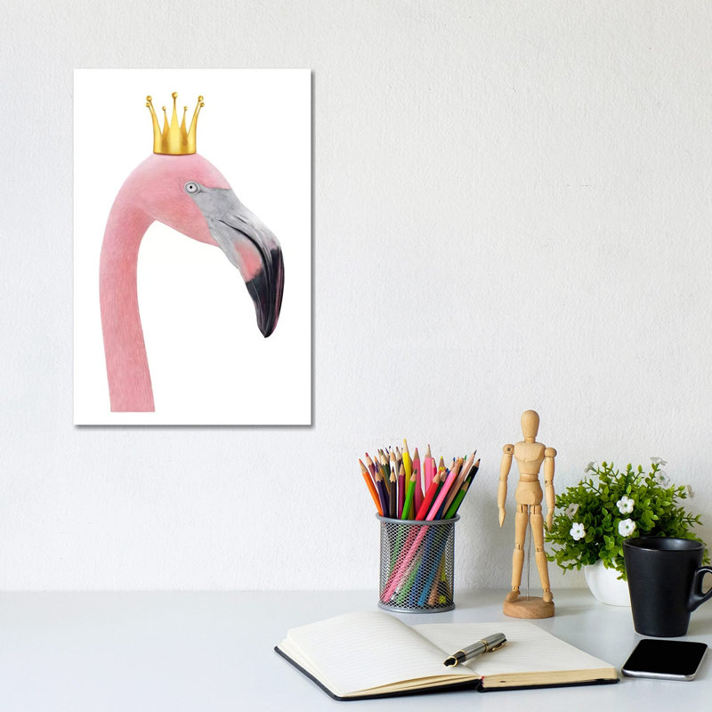 Queen Flamingo by Valeriya Korenkova - Wrapped Canvas Gallery-Wrapped Canvas Giclée, 30.48cm H x 20.32cm W