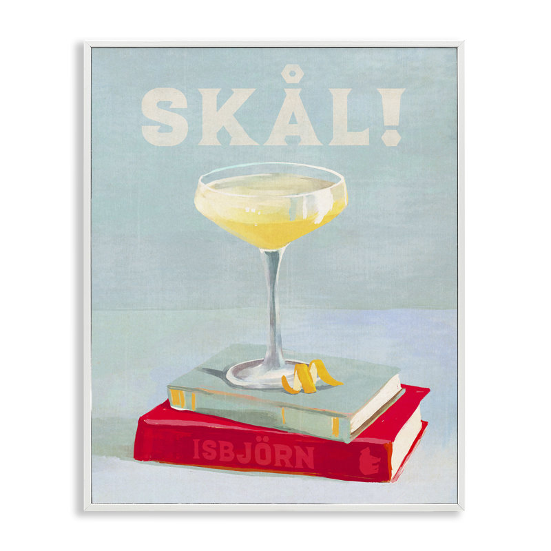 «Skal Cocktail & Bookstack», estampe numérique encadrée par The Whiskey Ginger bk-080, H 30 po x l 24 po