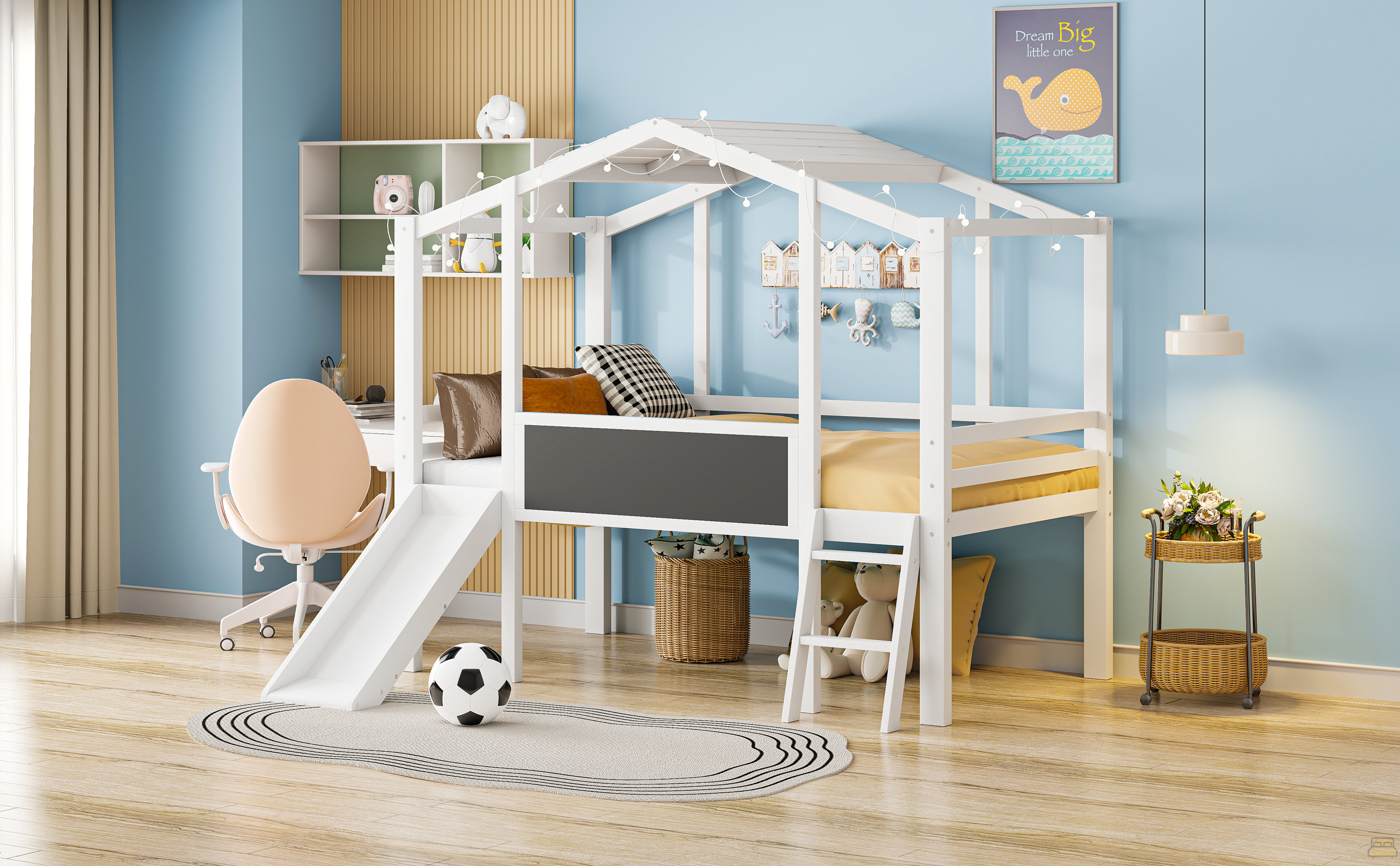 Ebern Designs Twin Size Loft Bed With Ladder And Slide | Wayfair