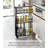 Tower Yamazaki Home Rolling Slim Storage Three Tier Utility Cart With Handle, Steel, Handle, Wheels-46492045