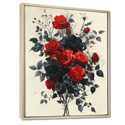Hurst Midnight Red Black Roses Bouquet - Roses Framed Canvas Print
