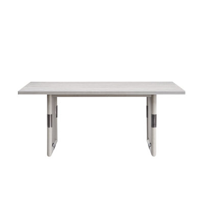 Dining Table With Natural Finish - Rectangular For Family Meals. Double Pedestal Base. Made From Materials Like Rubber Wood, , And Ash Veneer. Stylish Design. 39.25in Depth, 73.95in Width, 29.46in