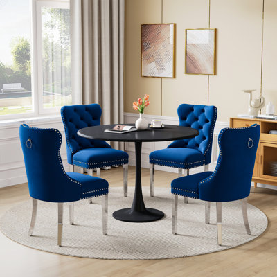 Ensemble de table de salle à manger 5 pièces avec chaises rembourrées en velours - Mobilier de salle à manger moderne pour petits espaces