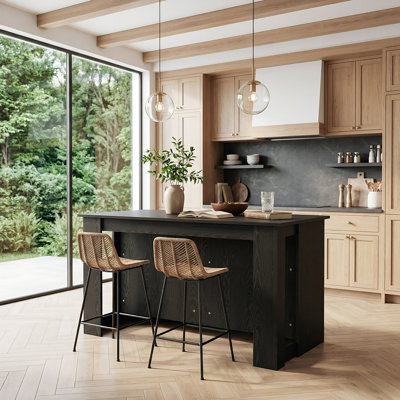 55.12" Bar Cabinet with 2-Tier Storage Shelves, Counter Height Home Bar Table for Home Pub, Kitchen
