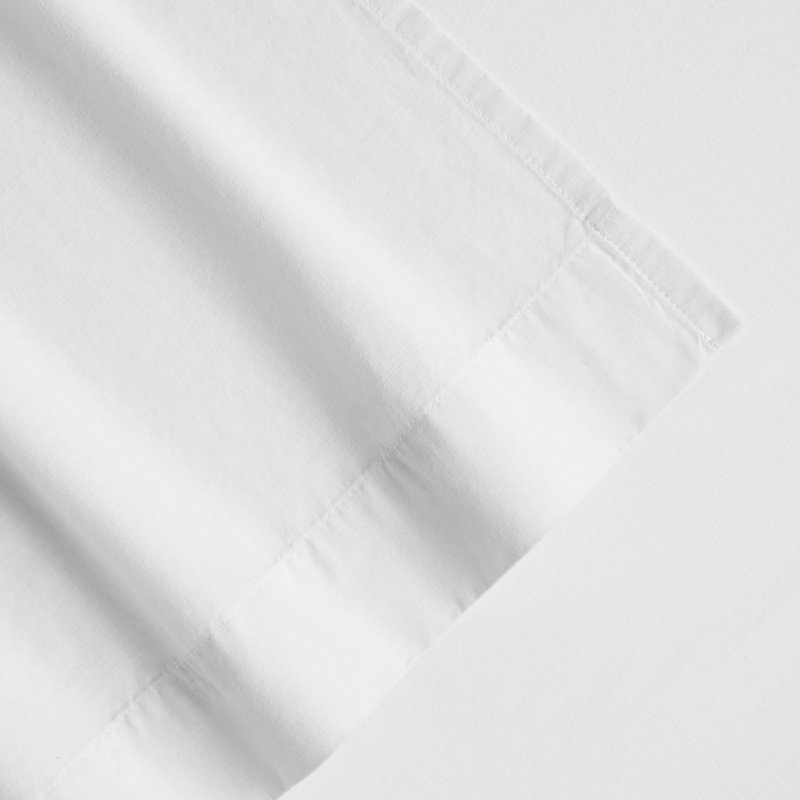 100% Cotton Percale Brushed & Washed 4 Piece Sheet Set, King Sheet Set with 2 Pillowcases, White