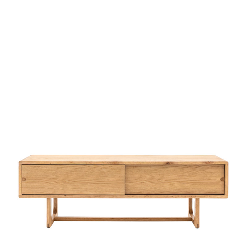 Oak 60% / Oak Veneered MDF 40% 45cm H Media Storage, Natural 