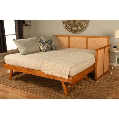 Bruke Daybed Frame with Pop Up in Honey Finish (Mattresses Not Included)