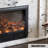 Bulgari-patterned smoky marble simulated fire smart fireplace