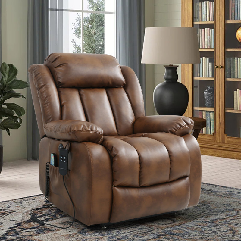 Fauteuil inclinable électrique Brennin, Similicuir ocre