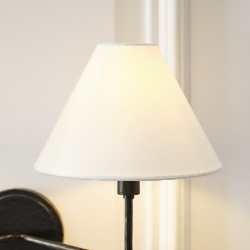 Chapman & Myers Ridgewood Bathroom Bedroom Wall Fixture With White Linen Shade, 14.25" H x 19" W x 9.375" D, Aged Iron