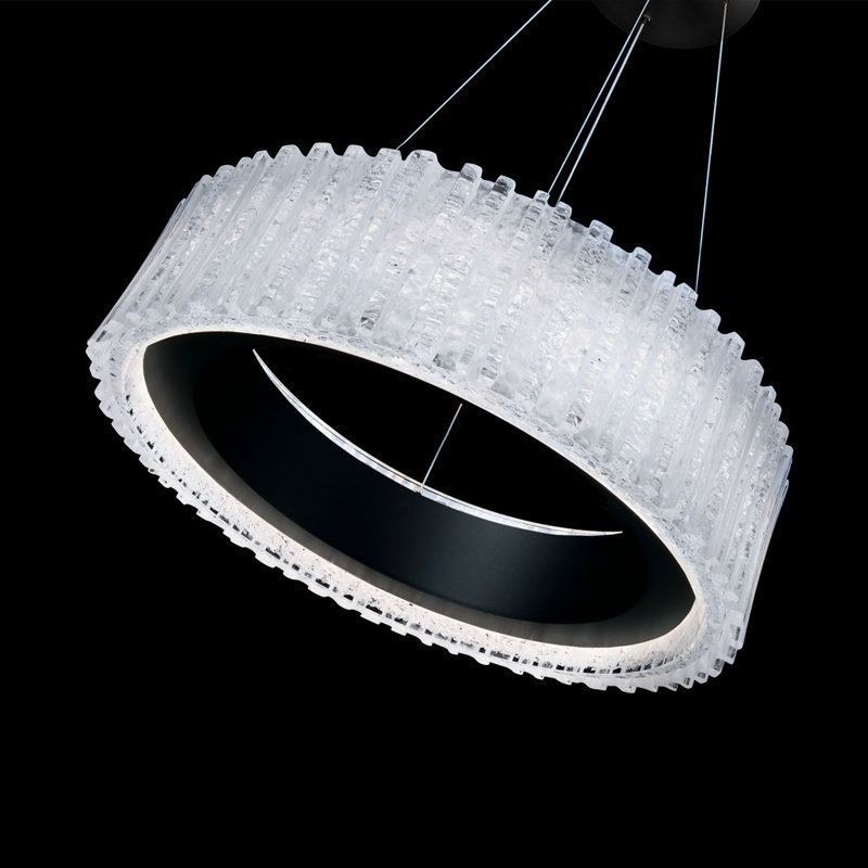 Rhiannon Black Crystal LED Drum Chandelier with Dimmable Light